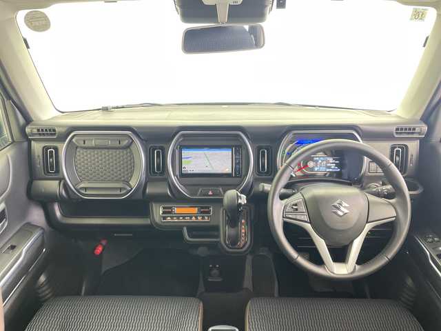 スズキ ハスラー Jスタイル 愛知県 2022(令4)年 3.3万km デニムブルー ガンメタリック 2トーン 社外SDナビ/（BT／AM／FM／DVD/CD/HDMI)/バックカメラ/シートヒーター（運転席＋助手席）/衝突軽減システム/LEDヘッドライト/フォグライト/ルーフレール/ビルトインETC/スペアキー　一本/保証書/取り扱い説明書