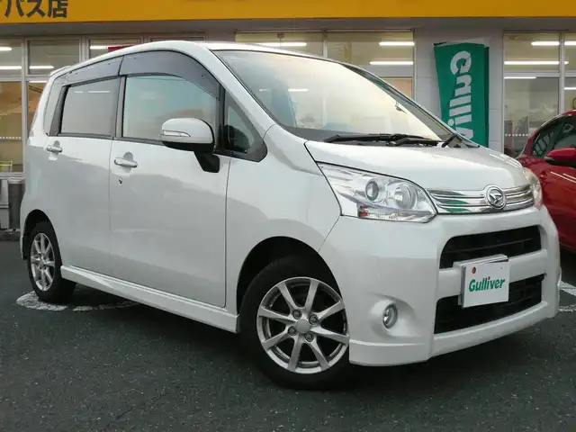 ダイハツ ムーヴ カスタム G 静岡県 2011(平23)年 3.8万km パールホワイトⅢ 禁煙車/carrozzeria SDナビ/（CD/DVD/BT/AM/FM/フルセグTV)/プッシュスタート・スマートキー/オートライト/HIDヘッドライト/革巻きステアリングホイール/保証書・取扱説明書