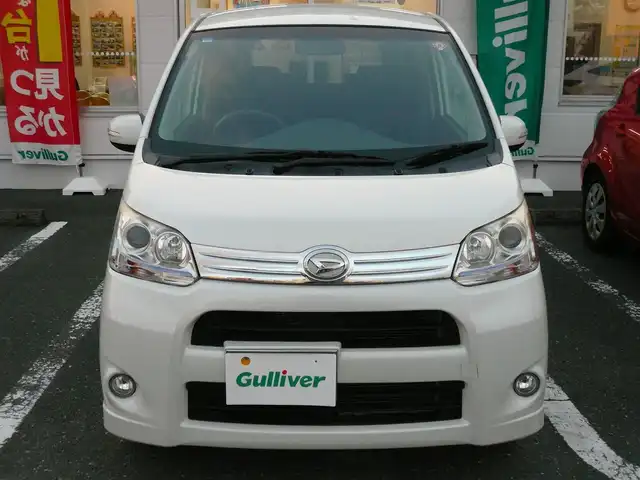 ダイハツ ムーヴ カスタム G 静岡県 2011(平23)年 3.8万km パールホワイトⅢ 禁煙車/carrozzeria SDナビ/（CD/DVD/BT/AM/FM/フルセグTV)/プッシュスタート・スマートキー/オートライト/HIDヘッドライト/革巻きステアリングホイール/保証書・取扱説明書