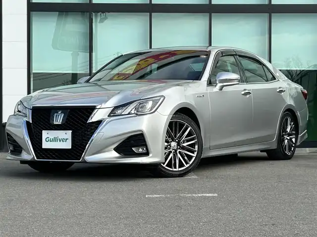 トヨタ クラウン ハイブリッド アスリートS 和歌山県 2016(平28)年 7.9万km プレシャスシルバー 後期型/純正8インチナビ/バックカメラ/衝突被害軽減ブレーキ/レーダークルーズコントロール/横滑り防止装置/前後コーナーセンサー/ドライブレコーダー/ETC/パワーシート/シートヒーター/ステアリングヒーター/オートライト/LEDヘッドライト/フォグランプ/レザー調シートカバー