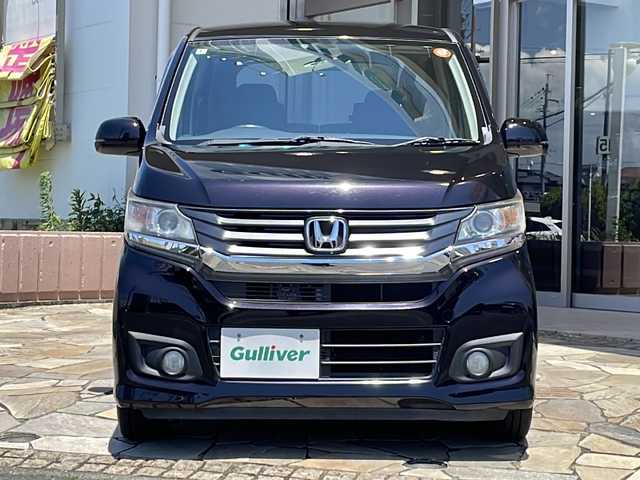 ホンダ Ｎ ＷＧＮ カスタム G 静岡県 2014(平26)年 7.4万km プレミアムゴールドパープルパール 【主要装備】/純正ナビ　/フルセグテレビ　/ステアリングスイッチ　/プッシュスタート　/スマートキー　/ＥＴＣ車載器　/キセノンヘッドライト　/純正１４インチアルミホイール　/オートライト　/横滑り防止機能　/スペアキー有り