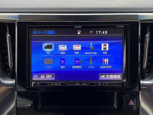 トヨタ アルファード X 青森県 2015(平27)年 12.3万km ブラック 4WD/ワンオーナー/社外9インチナビ・フルセグTV/CD・DVD・Bluetooth・SD/バックカメラ/社外フリップダウンモニター/片側パワースライドドア/ステアリングリモコン/前後ドライブレコーダー/LEDヘッドライト/フォグランプ/純正16インチアルミ/プッシュスタート/スマートキー/スペアキー/保証書・取説書