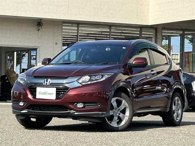 ホンダ ヴェゼル ハイブリッド X Lパッケージ 宮城県 2014(平26)年 10.4万km プレミアムディープロッソパール １オーナー//ドラレコ前後//純正メモリナビ（ワンセグＴＶ，ＡＭ，ＦＭ，ＣＤ，ＢＴ）//クルーズコントロール//エンジンスターター//ＥＴＣ//横滑り防止機能//パドルシフト//ワイパーデアイサー//バックカメラ//ルーフレール//純正フロアマット//USBポートｘ２//HDMIポート//車両接近通報一時停止スイッチ