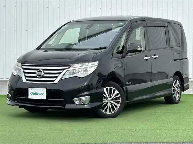 日産 セレナ HWS S HV Vセレ +Sefty 香川県 2015(平27)年 4.6万km ダイヤモンドブラック ディーラーOPナビ/フルセグTV/全方位カメラ/両パワスラ/純正フロアマット/ウォークスルー/ＬＥＤヘッドライト/スマートキー/スペアキー有