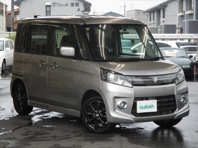スズキ スペーシア カスタム XS リミテッド 岡山県 2014(平26)年 7.8万km スチールシルバーM 純正SDナビ/ワンセグテレビ/バックカメラ/Bluetooth/USB/HDMI/両側パワースライドドア/ハーフレザーシート/シートヒーター（前席）/社外ドライブレコーダー（フロント）/オートライト/純正15AW/純正フロアマット/ウィンカーミラー/フォグライト/ETC/スマートキー2個/プッシュスタート/衝突軽減ブレーキ