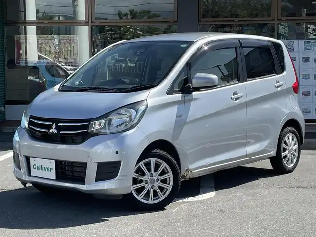 三菱 ｅＫワゴン M e－アシスト 長野県 2017(平29)年 1.5万km クールシルバーメタリック ４WD/ワンオーナー/CDチェンジャー/AUXあり/純正フロアマット/フルフラットシート/シートヒーターD席のみ/社外14インチAW/ハロゲンオートライト/衝突被害軽減システム/コーナーセンサー前後/ドアバイザー/サマータイヤ積込み/純正AWのみ積込み/Wエアバック/リモコンキー/スペアキー1本