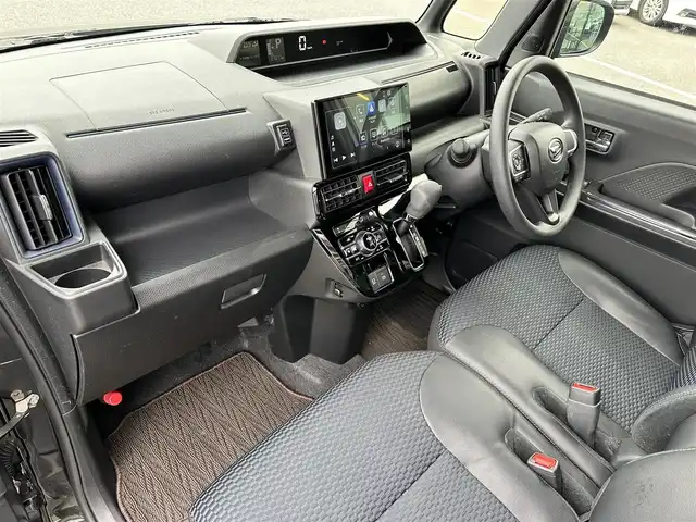 ダイハツ タント カスタム X 島根県 2022(令4)年 2.7万km ブラックマイカメタリック 登録時走行距離　27077km/ディスプレイオーディオ/(Bluetooth/HDMI/AppleCarplay/AndroidAUTO)/バックカメラ/前後ドライブレコーダー/コーナーセンサー/オートホールド/アイドリングストップ/両側電動スライドドア/ハーフレザー/シートヒーター/純正１４インチＡＷ/スペアキー×1/スマートアシスト/衝突回避支援ブレーキ機能/衝突警報機能/ブレーキ制御付誤発進抑制機能/車線逸脱警報機能/車線逸脱抑制制御機能/路側逸脱警報機能/ふらつき警報/先行車発進お知らせ機能/標識認識機能（進入禁止／最高速度／一時停止）/アダプティブドライビングビーム/コーナーセンサー/ETC