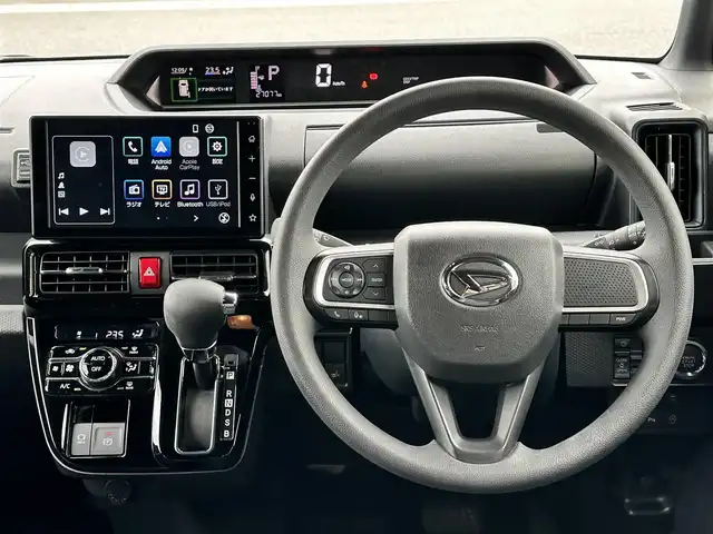 ダイハツ タント カスタム X 島根県 2022(令4)年 2.7万km ブラックマイカメタリック 登録時走行距離　27077km/ディスプレイオーディオ/(Bluetooth/HDMI/AppleCarplay/AndroidAUTO)/バックカメラ/前後ドライブレコーダー/コーナーセンサー/オートホールド/アイドリングストップ/両側電動スライドドア/ハーフレザー/シートヒーター/純正１４インチＡＷ/スペアキー×1/スマートアシスト/衝突回避支援ブレーキ機能/衝突警報機能/ブレーキ制御付誤発進抑制機能/車線逸脱警報機能/車線逸脱抑制制御機能/路側逸脱警報機能/ふらつき警報/先行車発進お知らせ機能/標識認識機能（進入禁止／最高速度／一時停止）/アダプティブドライビングビーム/コーナーセンサー/ETC