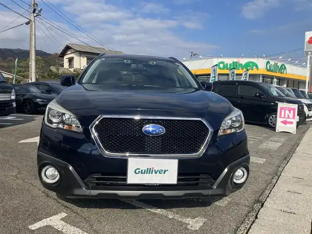 スバル アウトバック リミテッド スマートED 広島県 2016(平28)年 17.6万km ダークブルーパール スバル純正ダイヤトーンナビ（REAL)/フルセグTV/Bluetooth/バックカメラ/アイサイト/レーダークルーズ/ハーフレザーシート/パワーシート（運転席メモリー付・助手席）/シートヒーター（全席）/パドルシフト/LEDオートライト/ETC車載器/ブラインドスポットモニタリング/ルーフレール/LEDアクセサリーリング/取扱説明書/スペアキー