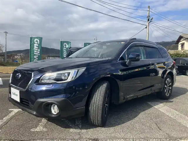 スバル アウトバック リミテッド スマートED 広島県 2016(平28)年 17.6万km ダークブルーパール スバル純正ダイヤトーンナビ（REAL)/フルセグTV/Bluetooth/バックカメラ/アイサイト/レーダークルーズ/ハーフレザーシート/パワーシート（運転席メモリー付・助手席）/シートヒーター（全席）/パドルシフト/LEDオートライト/ETC車載器/ブラインドスポットモニタリング/ルーフレール/LEDアクセサリーリング/取扱説明書/スペアキー