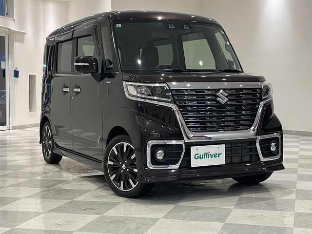 スズキ スペーシア カスタム HYBRID XS 福井県 2021(令3)年 0.7万km ムーンライトバイオレットPM 純正８インチナビ／フルセグテレビ／Ｂｌｕｅｔｏｏｔｈ／アラウンドビューモニタ／両側パワースライドドア／シートヒーター／前後ドライブレコーダー／ワンオーナー／オートライト/スマートキー/プッシュスタート