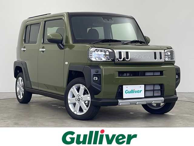 ダイハツ タフト G クロムベンチャー 秋田県 2024(令6)年 0.1千km フォレストカーキメタリック 4WD/スマートアシスト　/ガラスルーフ　/レーンキープアシスト　/クリアランスソナー　/横滑り防止装置　/アイドリングストップ　/前席シートヒーター　/プッシュスタート　/スペアキー　/ＬＥＤヘッドライト　/オートライト/オートマチックハイビーム/純正アルミホイール