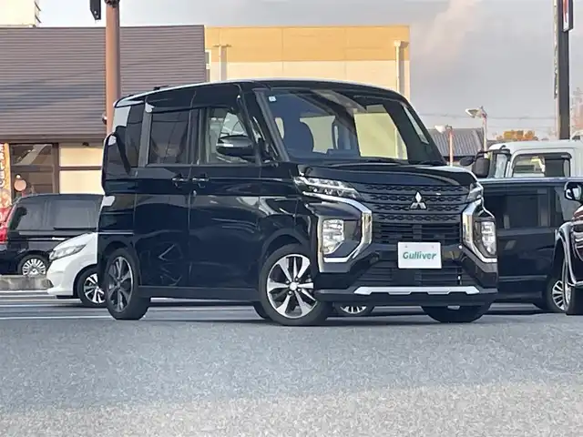 三菱 ｅＫクロススペース G プラスエディション 奈良県 2022(令4)年 3.4万km アメジストブラック ユーザー買取車両/純正9インチナビ/シートヒーター/全方位カメラ/前後ドラレコ/ETC/前後クリアランスソナー/リアサーキュレーター/LEDヘッドライト/純正ドアバイザー/純正15インチAW/純正フロアマット/後席リクライニング可能/ヘッドライトレベライザー/オートハイビーム