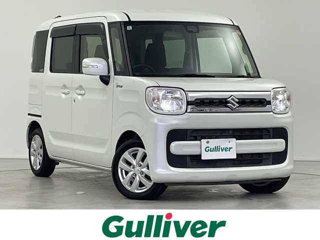 スズキ スペーシア HYBRID X 岐阜県 2018(平30)年 7.8万km ピュアホワイトP 純正ナビ(KXM-E502W)/AM/FM/CD/DVD/Bluetooth/SD/フルセグTV/バックモニター/両側パワースライドドア/運転席シートヒーター/衝突軽減ブレーキ/レーンキープアシスト/コーナーセンサー/スマートキー/プッシュスタート/スペアキー/サーキュレーター/電動格納ミラー/後席サンシェード/オートLEDヘッドライト/純正フロアマット/純正ドアバイザー/純正14インチアルミホイール