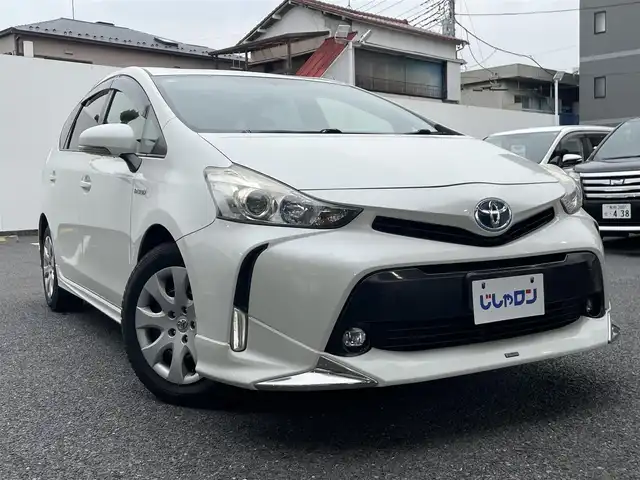 トヨタ プリウス α S Lセレクション 埼玉県 2015(平27)年 13万km ホワイトパールクリスタルシャイン (株)IDOMが運営する【じしゃロン鳩ヶ谷店】の自社ローン専用車両になりますこちらは現金またはオートローンご利用時の価格です。自社ローンご希望の方は別途その旨お申付け下さい/モデリスタエアロ/純正ＳＤナビ/　(CD/DVD/SD/Bluetooth接続)/フルセグＴＶ/バックカメラ/ビルドインＥＴＣ/オートライト/シートカバー/ＳＲＳエアバッグシステム/サイド＆カーテンエアバッグ/ＨＩＤヘッドライト