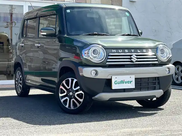 スズキ ハスラー Jターボ ブラックインテリアパッケージ 徳島県 2019(令1)年 2万km クールカーキPM 社外7インチナビ/（Bluetooth/フルセグTV/CD/DVD）/クルーズコントロール/ハーフレザーシート/シートヒーター/HIDヘッドライト/オートライト/オートエアコン/純正アルミホイール/純正フロアマット/ETC/プッシュスタート/スマートキー