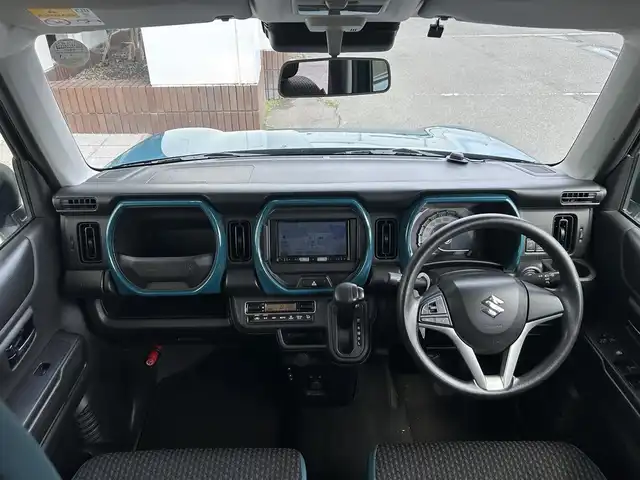 スズキ ハスラー HYBRID G 静岡県 2021(令3)年 6.9万km デニムブルー ガンメタリック 2トーン 社外メモリナビ/Bluetooth/DVD/CD/バックカメラ/ETC/オートライト/プッシュスタート/ステアリングスイッチ/レーンキープアシスト/デュアルカメラブレーキサポート/誤発進抑制機能/標識認識機能/車線逸脱警報/オートハイビーム/パーキングセンサー/盗難防止装置/社外フロアマット/保証書・取扱説明書