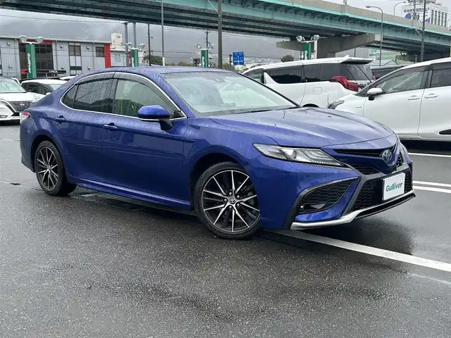 トヨタ カムリ WS 福岡県 2021(令3)年 5万km ダークブルーマイカM 純正9型ディスプレイオーディオ(フルセグ/BT/Miracast)バックモニタートヨタセーフティオートブレーキホールドLEDキッキングプレートETC純正フロアマット純正LEDヘッドライト純正フォグランプUSB