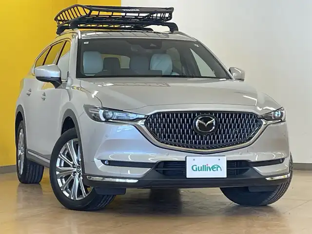 マツダ ＣＸ－８ XD エクスクルーシブモード 群馬県 2021(令3)年 3.9万km プラチナクォーツメタリック i-ACTIVSENSE/・アドバンストスマートシティブレーキサポート/・AT誤発進抑制装置/・スマートシティブレーキサポート(後退時)/・車線逸脱警報システム/・レーンキープアシストシステム/・クルージング&トラフィックサポート/・ブラインドスポットモニタリング/・リアクロストラフィックアラート/・ハイビームコントロールシステム/サンルーフ/BOSEサウンド/純正8.8インチディスプレイ/・フルセグTV/・BT/USB/AM.FM/・スマートフォン連携/360°ビューモニター/パワーバックドア/コーナーセンサー/レーダークルーズコントロール/白レザーシート/シートヒーター(1/2列目)/エアーシート(1/2列目)/パワーシート(1/2列目)/D席メモリ付パワーシート/革巻きステアリング/ステアリングスイッチ/ETC/電子パーキングブレーキ/オートホールド/ルーフキャリア/LEDヘッドライト/フォグランプ/オートライト/スマートキー×2/プッシュスタート/純正19インチAW/フロアマット/横滑り防止システム/電動格納ウィンカーミラー