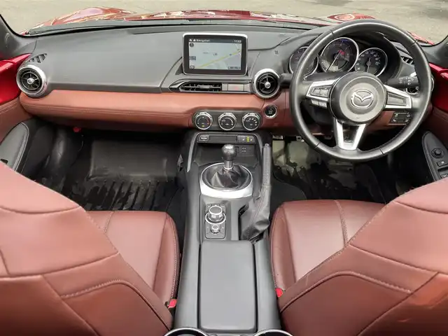 マツダ ロードスター ＲＦ VS 道央・札幌 2017(平29)年 9.1万km ソウルレッドプレミアムメタリック 純正メモリナビ（FM/AM/BT)/フルセグ（走行中視聴不可）/バックカメラ/アイドリングストップ/プッシュスタート/ステアリングスイッチ/革巻きステアリング/ブラインドスポットモニター/シートヒーター/自動防眩ミラー/レーンキープアシスト/横滑り防止装置/盗難防止装置/社外フロアマット/オートライト/オートマチックハイビーム/オープンカー/スペアキー×１/積込冬タイヤ/　　（純正AW付 205/４５R17 19年製溝5ｍｍ）