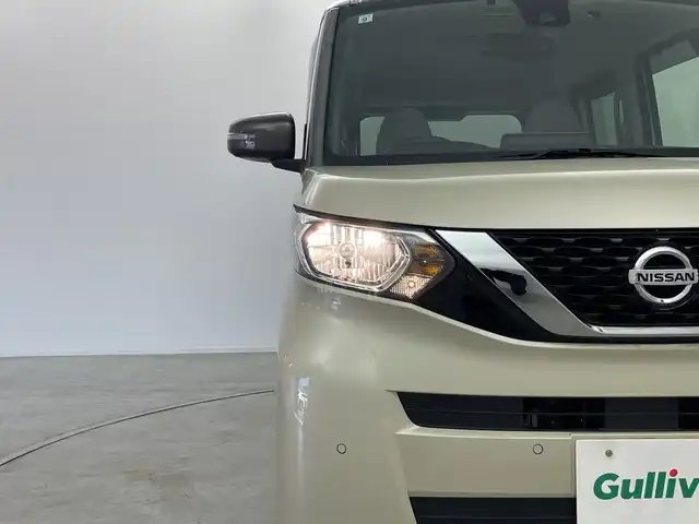 日産 ルークス X 群馬県 2021(令3)年 1.9万km フローズンバニラパール/アッシュブラウンM クリアランスソナー（F/R）　衝突被害軽減ブレーキ　レーンアシスト　純正９インチSDナビ（CD/DVD/SD/Bluetooth/フルセグTV）　アラウンドビューモニター　両側パワースライドドア（ハンズフリー）　アイドリングストップ　ステアリングスイッチ　オートライト　オートハイビーム　ハロゲン　ヘッドライトレベライザー　電動格納ミラー　ウィンカーミラー　純正フロアマット　純正バイザー　プッシュスタート　スマートキー　リアサンシェード（左右）　リアサーキュレーター