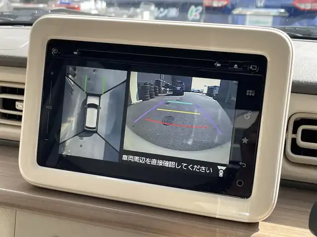 スズキ ラパン X 滋賀県 2015(平27)年 9.9万km フォーンベージュメタリック/ホワイト2トーンルーフ 禁煙車/純正ナビ/（AM/FM/USB/AUX/フルセグTV/Bluetooth）/全方位カメラ/運転席シートヒーター/アイドリングストップ/衝突回避支援システム/スマートキー/プッシュスタート/スマートキー/スペアキー/電動格納ミラー/ドアバイザー/純正フロアマット/横滑り防止装置