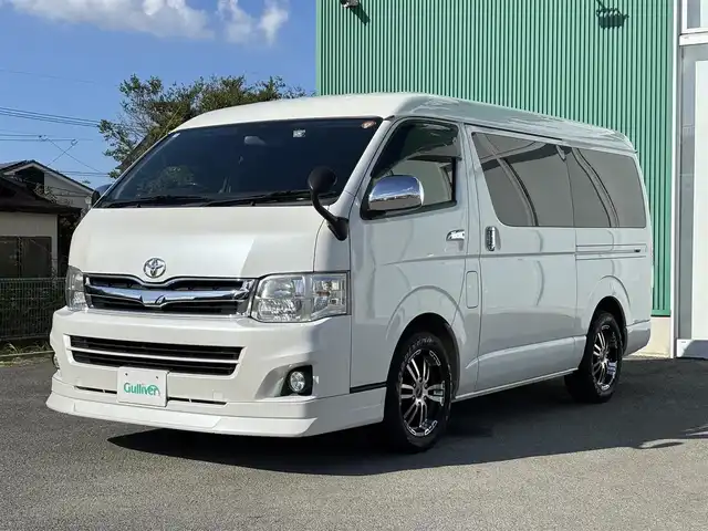トヨタ ハイエース GL ロング 福岡県 2013(平25)年 7.3万km ホワイトパールクリスタルシャイン SDナビ/フルセグTV/バックカメラ/ETC/後席モニター/前方ドライブレコーダー/片側パワースライドドア/リモコンキー/オートライト