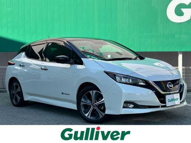 日産 リーフ G 千葉県 2019(令1)年 5万km ブリリアントホワイトパール/スーパーブラック 2トーン ワンオーナー/純正SDナビ/フルセグTV/Bluetooth機能/電子インナーミラー/前方ドラレコ/前席シートヒータ/コーナーセンサー/ステアリングヒータ/プロパイロットパーキング/　充電ケーブル無し
