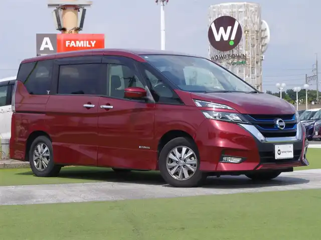 日産 セレナ e－パワー ハイウェイスター V 千葉県 2019(平31)年 4.6万km マルーンレッド 195/65R15/エマージェンシーブレーキ/プロパイロット/インテリジェントクルーズコントロール/インテリジェントルームミラー/インテリジェントパーキングアシスト/ハンズフリー両側パワースライドドア/9インチ純正SDナビ/地デジTV/【DVD/CD再生機能　Bluetooth接続】/アラウンドビューモニター/前席シートヒーター/革巻きステアリング/ステアリングヒーター/ステアリングスイッチ/ETC/LEDヘッドライト/フォグライト/ウインカーミラー/コーナーセンサー/純正15インチアルミホイル/サイド/カーテンエアバッグ/インテリジェントキー