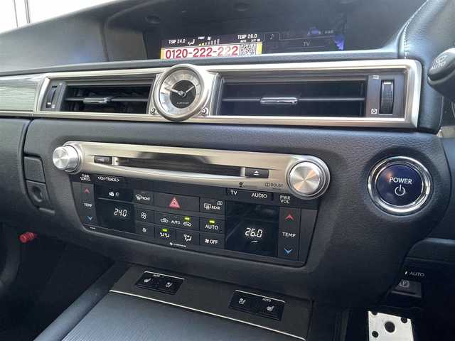 レクサス ＧＳ 450h Fスポーツ 神奈川県 2013(平25)年 6.8万km スターライトブラックガラスフレーク サンルーフ/ブラックレザーシート/純正HDDナビ/フルセグTV/DVD/CD/MSV/Bluetooth/USB/AUX/バックカメラ/ETC2.0/レーダークルーズ/レーンキープアシスト/ブラインドスポットモニター/前後ドライブレコーダー/前席/・パワーシート/・シートヒーター/・エアシート/後席ロールシェード/前後コーナーセンサー/記録簿H26－R6まで毎年あり/保証書/取扱説明書