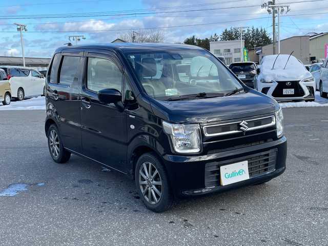 スズキ ワゴンＲ HYBRID FX 青森県 2018(平30)年 8.1万km ブルーイッシュブラックパール3 純正ナビ（CD・DVD・Bluetooth・フルセグ）/バックカメラ/アラウンドビューモニター/HUD/衝突被害軽減機能/レーンキープアシスト/横滑り防止機能/運転席＆助手席シートヒーター/シガーソケット/スマートキー/スペアキー