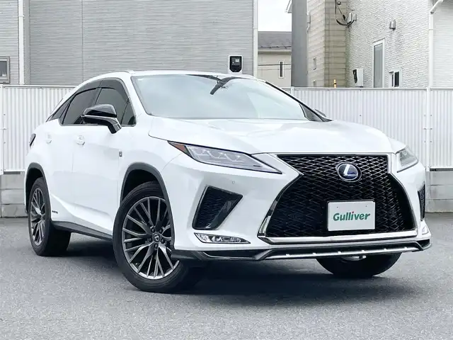レクサス ＲＸ 450h Fスポーツ 栃木県 2020(令2)年 7.9万km ホワイトノーヴァガラスフレーク ワンオーナー/純正ナビ/（CD/DVD/BT/TV/Miracast/USB/SD）/CD録音/ETC2.0/全方位カメラ/ヘッドアップディスプレイ/クルーズコントロール/パドルシフト/パワーバックドア/ハンドルヒーター/シートヒーター/クーラー/ドアバイザー/コーナーセンサー/保証書/取説/スペアキー