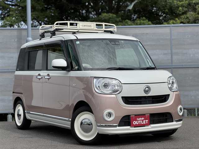 ダイハツ ムーヴ キャンバス G メイクアップ リミテッド　SAⅢ 三重県 2019(令1)年 8.6万km パールホワイトⅢ/ライトローズマイカメタリックⅡ 2トーン ワンオーナー /純正OPルーフキャリア/社外ホイール/スマートアシスト3/アイドリングストップ/純正メモリナビ・地デジTV/・DVD/CD/・Bluetooth/全周囲カメラ/バックソナー/ミルモアイ前後ドライブレコーダー/レーンディパーチャーアラート/前席シートヒーター /ETC/LEDヘッドランプ/・オートライト/フロントフォグランプ/プッシュエンジンスタート/スマートキー/新車時保証書/取扱説明書
