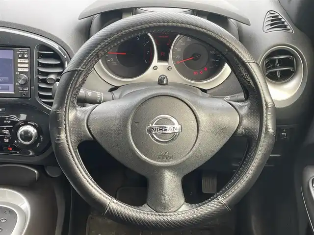 日産 ジューク 15RX タイプV 千葉県 2012(平24)年 9.5万km サファイアブラック 社外16インチアルミホイール/前後ドライブレコーダー（AG422-DRC）/純正ホイールキャップ付き夏タイヤ積込/プッシュスタート/ETC/フォグ/電動格納ミラー/ドアバイザー/レべライザー/保証書