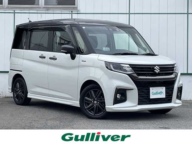 スズキ ソリオ HV SZ 山梨県 2023(令5)年 1.5万km ピュアホワイトパール/ガンメタリック2トーン ワンオーナー/純正ナビ/Bluetooth接続/フルセグTV/全方位カメラ/ETC/両側電動スライドドア/前席シートヒーター/ヘッドアップディスプレイ/パドルシフト/レーダークルーズコントロール/ステアリングスイッチ/スペアキー/取扱説明書/保証書