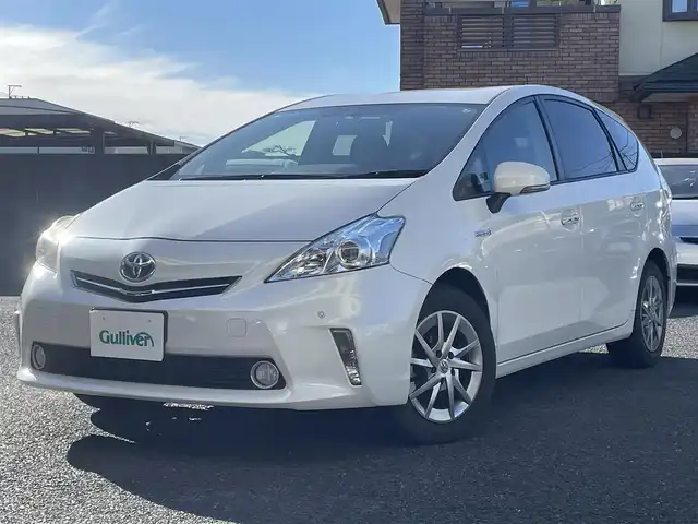 トヨタ プリウス α S チューンブラック 茨城県 2013(平25)年 8万km ホワイトパールクリスタルシャイン 純正メモリナビ/地デジテレビ/AM/FM/BlueTooth接続/バックカメラ/前方ドライブレコーダー/ビルトインETC/ステアリングリモコン/電動格納ミラー/オートライト/フォグランプ/プッシュスタート