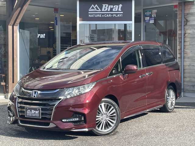 ホンダ オデッセイ アブソルート ホンダセンシング 福島県 2018(平30)年 3.8万km プレミアムディープロッソパール 純正Gathersナビ（CD/DVD/フルセグTV/Bluetooth）/両側パワースライドドア/キャプテンシート/ハーフレザーシート/LEDヘッドライト/フォグランプ/HDMIソケット/衝突被害軽減ブレーキ/ETC2.0/ステアリングリモコン/アイドリングストップ/純正アルミホイール/純正フロアマット