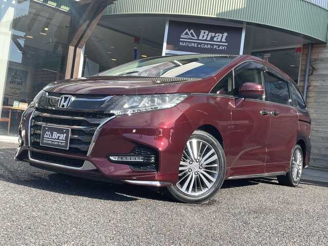 ホンダ オデッセイ アブソルート ホンダセンシング 福島県 2018(平30)年 3.8万km プレミアムディープロッソパール 純正Gathersナビ（CD/DVD/フルセグTV/Bluetooth）/両側パワースライドドア/キャプテンシート/ハーフレザーシート/LEDヘッドライト/フォグランプ/HDMIソケット/衝突被害軽減ブレーキ/ETC2.0/ステアリングリモコン/アイドリングストップ/純正アルミホイール/純正フロアマット