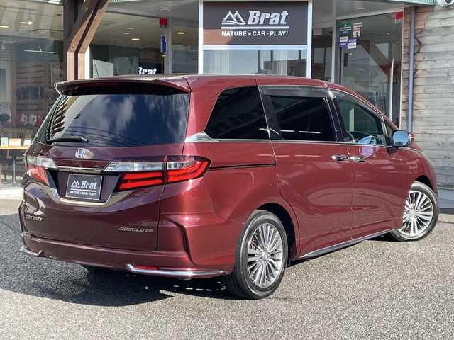 ホンダ オデッセイ アブソルート ホンダセンシング 福島県 2018(平30)年 3.8万km プレミアムディープロッソパール 純正Gathersナビ（CD/DVD/フルセグTV/Bluetooth）/両側パワースライドドア/キャプテンシート/ハーフレザーシート/LEDヘッドライト/フォグランプ/HDMIソケット/衝突被害軽減ブレーキ/ETC2.0/ステアリングリモコン/アイドリングストップ/純正アルミホイール/純正フロアマット