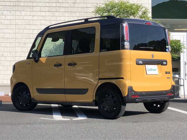 スズキ スペーシア ギア HYBRID XZ 愛媛県 2019(平31)年 1.4万km アクティブイエロー/ガンメタリック2トーン 社外ディスプレイオーディオ /・CD/DVD/Bluetooth/USB /両側パワースライドドア /衝突軽減ブレーキ /レーンキープアシスト /コーナーセンサー /前座席シートヒーター /ルーフレール /リア送風機能/2列目サンシェード/プッシュスタート/・スペアキー/純正ゴムマット/取扱説明書/保証書