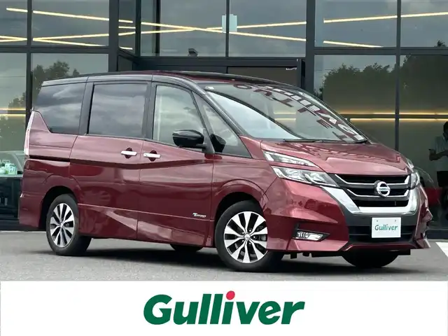 日産 セレナ ハイウェイスター 栃木県 2017(平29)年 4.9万km マルーンレッド 2トーン エマージェンシーブレーキ/フリップダウンモニター/純正7インチナビ/フルセグTV/DVD/Bluetooth/アラウンドビューモニター/ビルトインETC/片側パワースライドドア/クルーズコントロール/スマートキー×2/プッシュスタート/ステアリングリモコン/オートライト/フォグランプ/純正16インチAW/アイドリングストップ/横滑り防止装置/取説/電動格納ミラー/パーキングアシスト