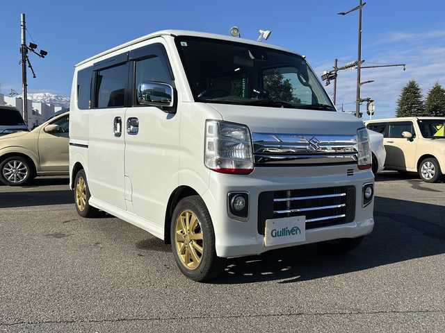 スズキ エブリィ ワゴン PZターボ 福島県 2017(平29)年 7.2万km パールホワイト 純正ナビゲーション/・型番：KXM-E502W/・フルセグTV/BT/SD/CD/DVD/USB/FM/AM/・ETC/片側パワースライドドア/ベンチシート/・D席シートヒーター/ステアリングリモコン/横滑り防止装置/衝突被害軽減ブレーキ/プッシュスタート/・スマートキー/・スペアキー1本/電動格納ミラー/LEDヘッドライト/・オートライト/・フォグランプ/純正ドアバイザー/純正14インチAW/4WD