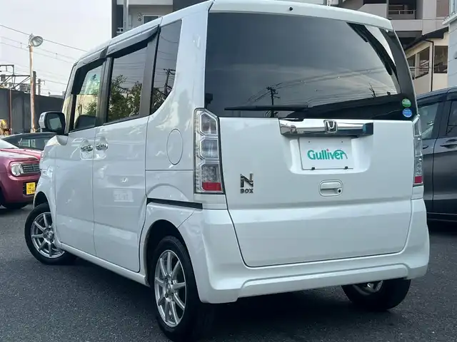 ホンダ Ｎ ＢＯＸ G Lパッケージ 大阪府 2016(平28)年 11.8万km プレミアムホワイトパールⅡ 純正インターナビ・フルセグTV・CD・/　　　　DVD・SD・Bluetooth/左後パワースライドドア/あんしんパッケージ/スマートキー2個/バックカメラ/ビルトインETC/ステアリングスイッチ/アイドリングストップ/電動格納ウインカーミラー/社外14インチアルミホイール/プラズマクラスターオートエアコン
