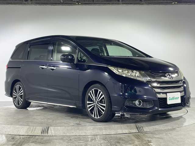 ホンダ オデッセイ アブソルート EX 福岡県 2013(平25)年 5.2万km プレミアムヴィーナスブラックP 純正メーカーナビ/  CD/DVD/フルセグTV/Bluetooth/バックカメラ/スマートキー&プッシュスタート/クルーズコントロール/ブラインドスポット/ハーフレザー/両側パワースライドドア/オットマン/コーナーセンサー/LEDヘッドライト/オートライト