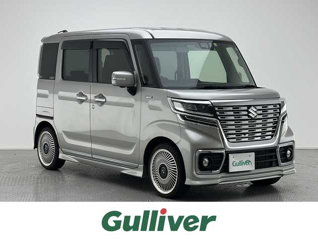 スズキ スペーシア カスタム HYBRID XS ターボ 兵庫県 2020(令2)年 5.1万km スチールシルバーM 純正メモリナビ/（CD/DVD/SD/Bluetooth/フルセグTV）/・AVIC-RLS901II/バックカメラ/アラウンドビューモニター/プリクラッシュセーフティー/レーンキープアシスト/クルーズコントロール/クリアランスソナー/ヘッドアップディスプレイ/後方コーナーセンサー/カーテンエアバッグ/両側パワースライドドア/ハーフレザーシート/D席シートヒーター/パドルシフト/ビルトインETC/LEDヘッドライト/LEDフォグランプ/オートライト/MTモード付AT/社外16インチアルミホイール/社外マフラー/純正フロアマット/ドアバイザー/アイドリングストップ/スマートキー/スペアキー1本/ベンチシート