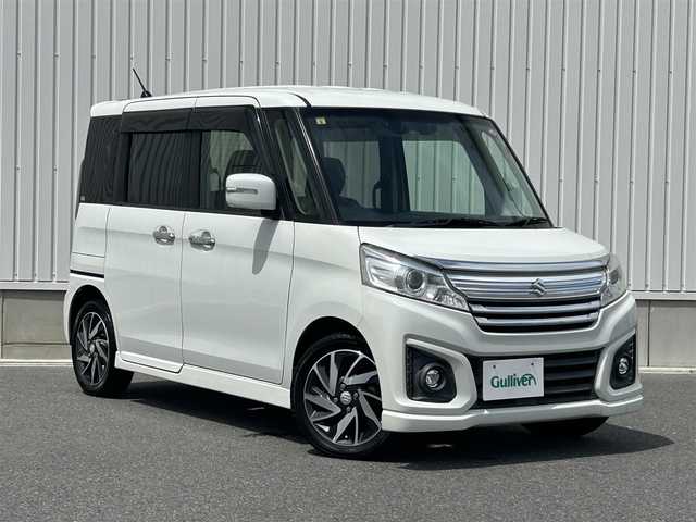 スズキ スペーシア カスタム XS 群馬県 2016(平28)年 9.9万km クリスタルホワイトP 社外ナビ（CN-RE03D）/　フルセグTV/Bluetooth再生/CD/DVD/SD/レーダーブレーキサポート/車線逸脱警報システム/両側パワースライドドア/シートヒーター/アイドリングストップ/ETC/スマートキー/プッシュスタート/社外フロアマット/純正15インチアルミホイール/保証書/取扱説明書/スペアーキー1本