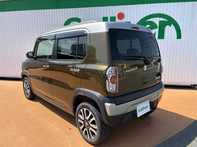 スズキ ハスラー Jスタイル Ⅲ ターボ 福岡県 2018(平30)年 7.3万km ブレイブカーキパール/スチールシルバー ワンオーナー/取説・新車保証書・有/スマートキースペア有/デュアルカメラブレーキサポート/：衝突軽減システム/：誤発進抑制機能/：車線逸脱警報機能/：ふらつき警報機能/：先行車発進お知らせ機能/シートヒーター（運転席・助手席）/HIDヘッドライト/：オートライト/ブラウン合皮ネイビーファブリックシート/シートヒーター（運転席・助手席）/シートバックテーブル（助手席側）/社外SDナビ/　フルセグTV/DVDビデオ　/　Bluetooth：バックカメラ
