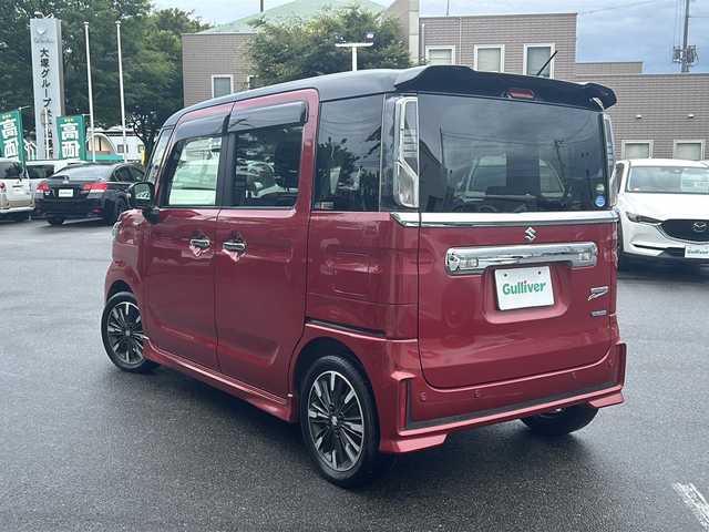 スズキ スペーシア カスタム HYBRID XS ターボ 鳥取県 2018(平30)年 8.2万km フェニックスレッドパール/ブルーイッシュブラックパール ワンオーナー/社外SDナビ(CN-RE04WD)/AM/FM、CD/DVD、iPod、USB、BT/フルセグテレビ/アイドリングストップ/クルーズコントロール/ドアバイザー/プッシュスタート/両側パワースライドドア/ETC/ドライブレコーダー/ターボエンジン/衝突軽減ブレーキ/バックカメラ/オートライト/スマートキー