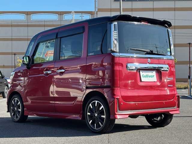 スズキ スペーシア カスタム HYBRID XS ターボ 宮城県 2018(平30)年 8.2万km フェニックスレッドパール/ブルーイッシュブラックパール ワンオーナー/社外SDナビ(CN-RE04WD)/AM/FM、CD/DVD、iPod、USB、BT/フルセグテレビ/アイドリングストップ/クルーズコントロール/ドアバイザー/プッシュスタート/両側パワースライドドア/ETC/ドライブレコーダー/ターボエンジン/衝突軽減ブレーキ/バックカメラ/オートライト/スマートキー