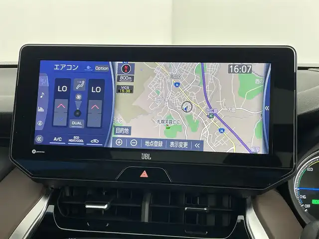 トヨタ ハリアー ハイブリッド Z 道央・札幌 2021(令3)年 4.6万km ホワイトパールクリスタルシャイン ・寒冷地仕様/・４WD/・パノラマルーフ/・JBLサウンドシステム/・純正ナビゲーション/　BT/フルセグ/AUX/Miracast/・全方位カメラ/・ビルトインETC２．０/・デジタルインナーミラー/・トヨタセーフティセンス/・プリクラッシュセーフティ/・レーンキープアシスト/・リアクロストラフィックアラート/・ブラインドスポットモニター/・レーダークルーズコントロール/・横滑り防止装置/・MTモード付AT/・純正フロアマット/・運転席パワーシート/・ハーフレザーシート/・オートライト/・LEDヘッドライト/・オートマチックハイビーム/・スマートキー/・プッシュスタート/・スペアキー1本